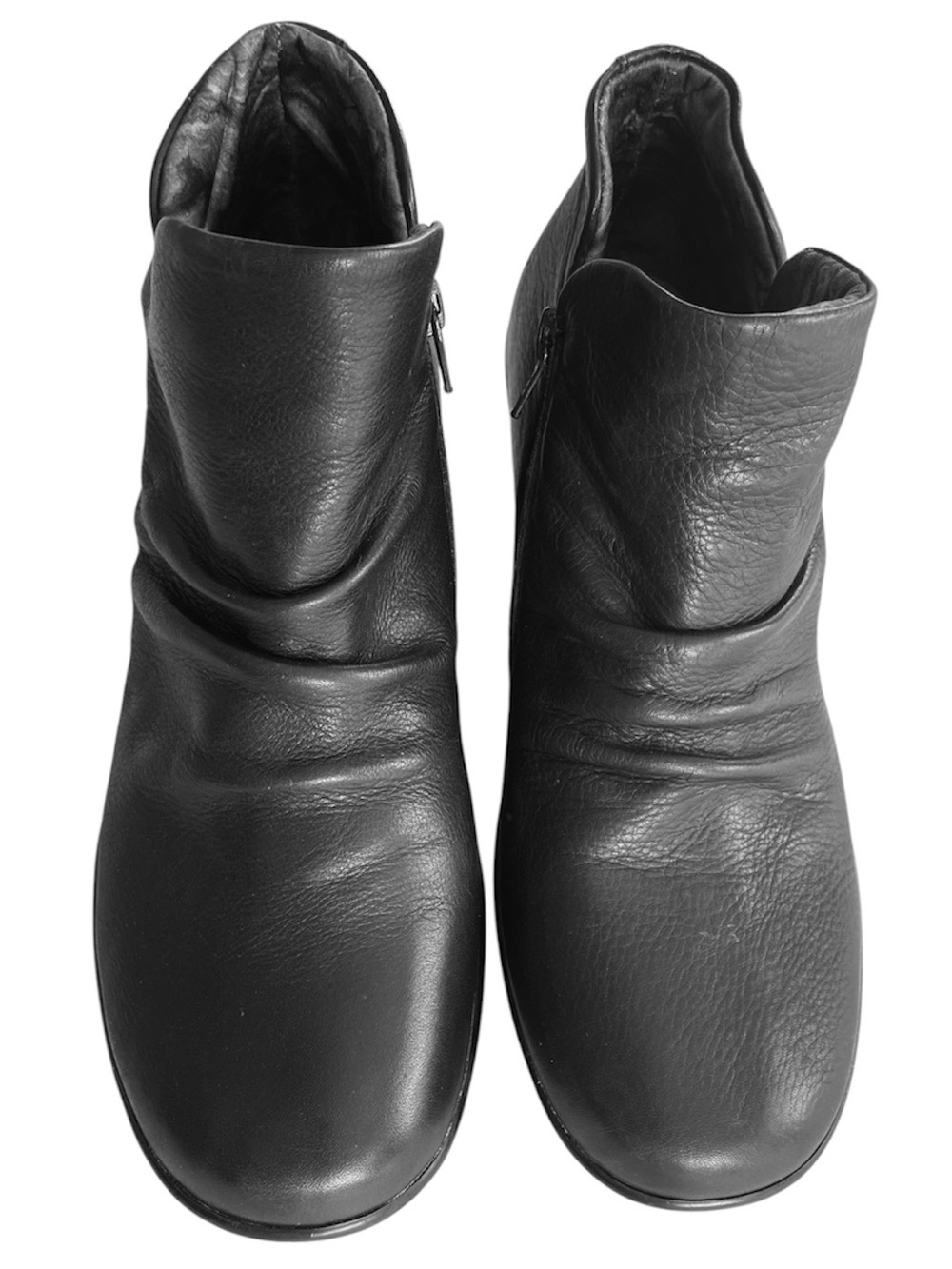 SKECHERS Ankle Booties Side Zip Black Leather Women Size 9